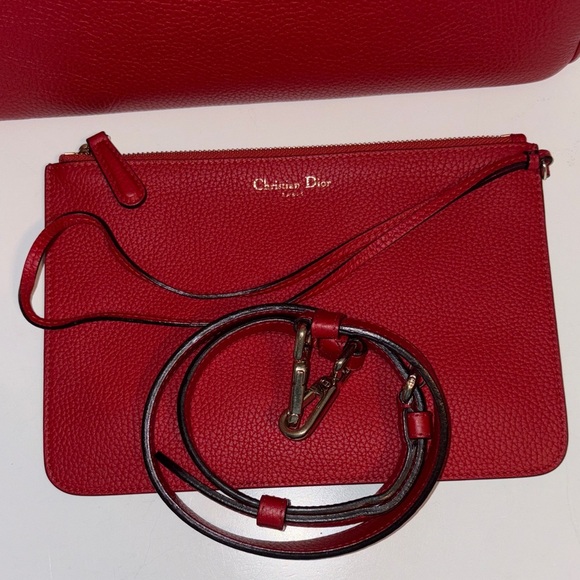 Stunning Red Dior Medium Satchel with CLUTCH AND Crossbody Strap EUC! 🤩🤩🤩 - Picture 15 of 16